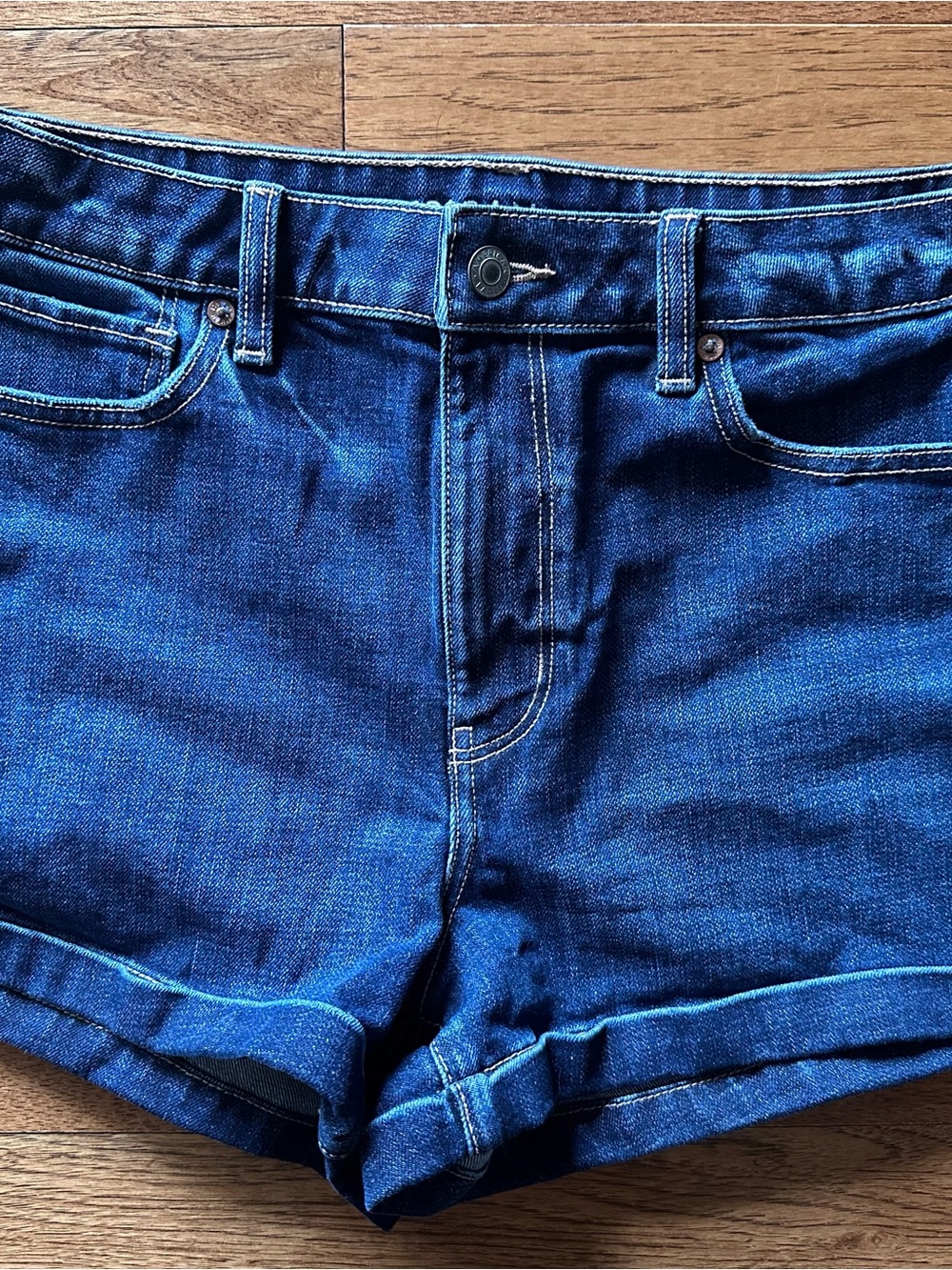 American Eagle Outfitters Blue Denim Cuffed Shorts
